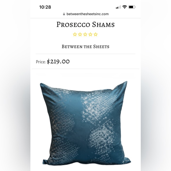 Between the Sheets Prosecco Shams in Cerulean Color made out of Egyptian Cotton - Picture 2 of 4
